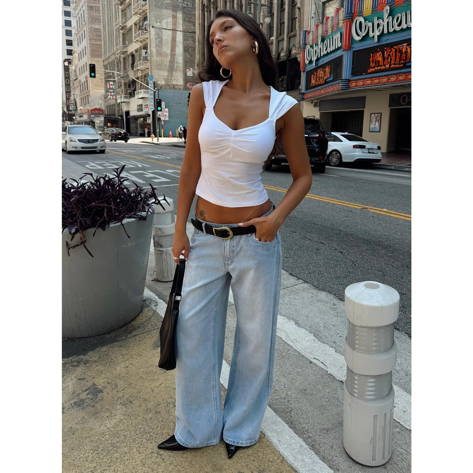 Ramos Low Rise Wide Leg Jeans Light Blue Wash Petite