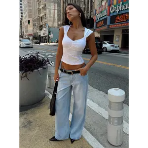 Ramos Low Rise Wide Leg Jeans Light Blue Wash Petite