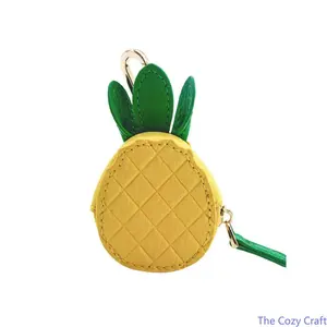 Cute Fruit Coin Purse Keychain, Mini Leather Charm Wallet, Small Zipper Pouch Bag Clip-on Organizer for Coins, AirPods, Lip Balm, Lightweight Keyring Bag Accessory for Daily Use, Gifts, Travel