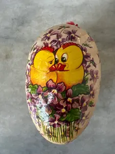 Vintage Made in West Germany Paper Mache Easter Egg Container - A Charming Addition to Your Spring Display- Stand not Included