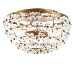 JONATHAN Y Isabelle Transitional Metal/Acrylic LED Flush Mount; for Living Room,Bedroom, Kitchen, Office