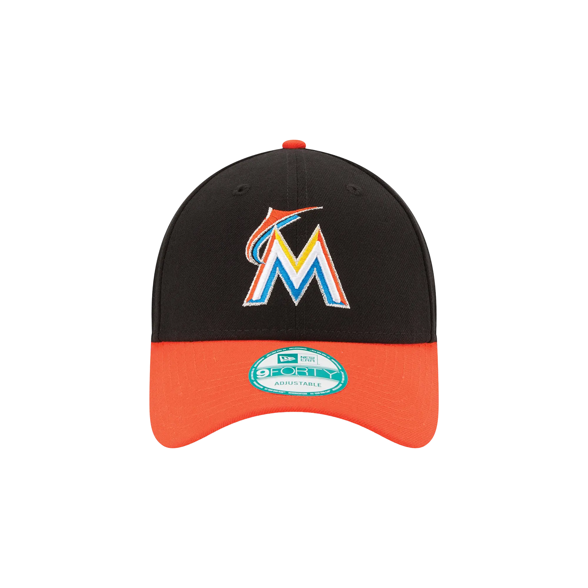 9FORTY Miami Marlins 2Tone The League Adjustable Hat "Black / Burnt Orange - Brim" NE557