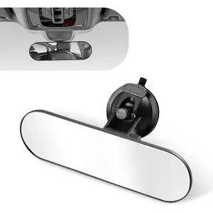 Pack-1 Rear View Mirror, Universal Car Interior Rearview Mirror, Anti Glare Rear View Mirror with Suction Cup, Auto Inside Rearview Mirror Provides Wide Angle and Clear View (White)