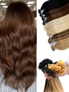 K-Tip Human Hair Extensions, Hair Weft Extensions, Natural Color Straight Real Human Hair, 12-22 Inch, Silky Soft, Add Hair Volume, Easy to Wear, Natural Looking Hair, Ideal for Daily & Party Use