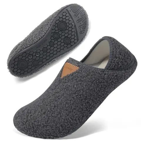 Unisex Slip-On Fuzzy Heel Closed-Back Slippers - Lightweight, Warm Polar Fleece Lined, Flexible Indoor Outdoor Footwear for Yoga, Home to Office Transition
