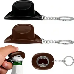 Cowboy Hat Bottle Opener Keychain, Mini Western Style Metal Key Ring, Durable Portable Beer Opener for Western Theme Party, Picnic & Daily Soda/Beer Opening & Barbecue Gifts