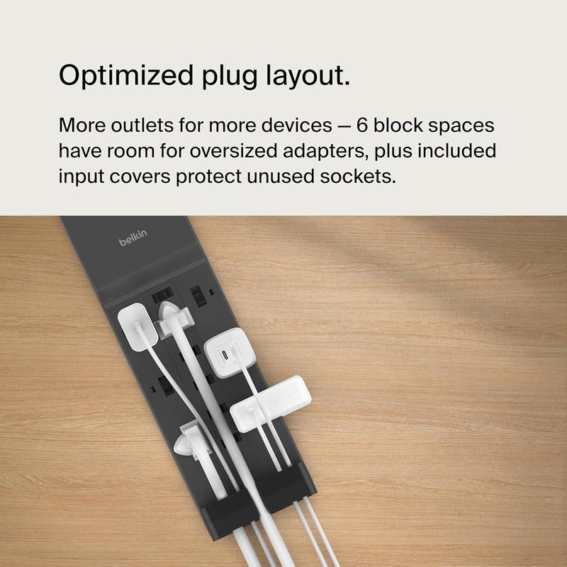 Belkin 12-Outlet Surge Protector Power Strip W/ 12 AC Outlets & 8Ft Flat Plug, Ul-Listed Heavy-Duty Extension Cord for Home, Office, Travel, Computer, Laptop, Charger - 3,940 Joules of Protection