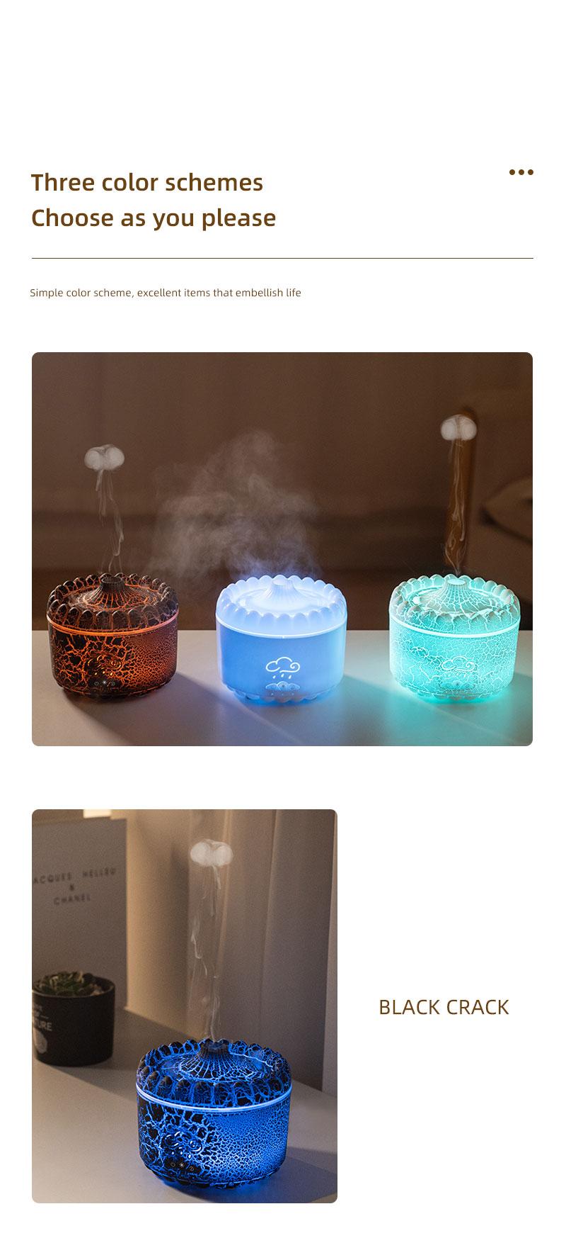 New volcano aromatherapy machine desktop essential oil diffuser double spray flame humidifier home night light ornament wireless remote control hu