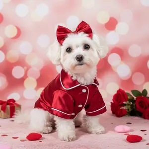 Beautiful Pet Valentine's Day Gift Cute Pet Pajamas for Small Cats & Dogs Comfortable Silk Material Sizes XS-XL S37 Baolan Pajamas with Head Flower