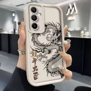 Phone Case: Trendy Dragon  Couple Phone Case Compatible with Samsung Galaxy A56 A55 A54 A36 A16 A35 A34 A52 A15 A06 A05S A25 A33 A26 A53 A51 A71 A52 A14 A05 A12 A13 4G 5G Protective Cover Light Luxury Business Premium Feel Angel Lens Full Wrap Step
