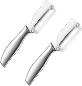 2 Pcs Heavy Duty Vegetable Peeler Professional Peeling Knife with Ultra Sharp Blades for Pumpkin, Sugarcane, Easy To Remove Hard Skin
