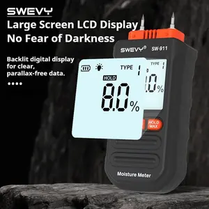 SWEVY Digital Wood Moisture Meter Pin Type LCD Backlight Humidity Tester, Woodworking Tool