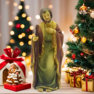 Vintage Colorful Resin Joseph Figurine, Nativity Scene Religious Decor for Home or Office, Perfect Christmas or Halloween Gift