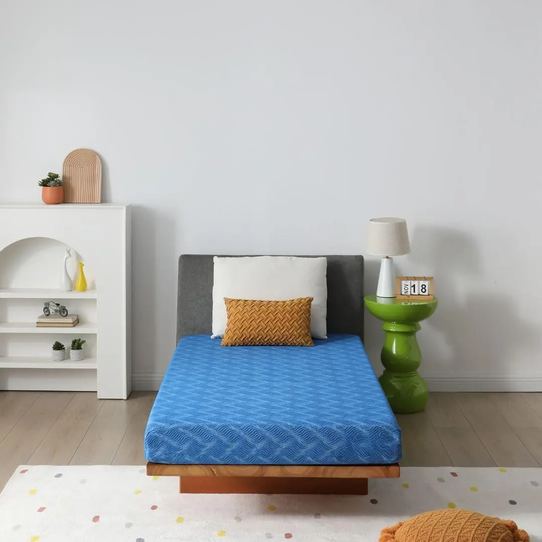 Cooling Memory Foam Mattress| 6" Twin Size| Blue| Medium Firm| Bed in a Box| Breathable Plush Soft Cool Memory Foam| CertiPUR-US Certified| Fiberglass Free| Safe for Kids and Adults