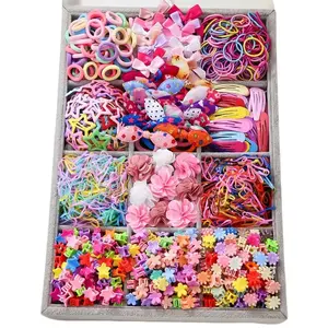 870-Piece Kids Hair Accessory Set, Includes Colorful Hair Bands, Bows, Clips, Ideal for Little Girls' Hairstyles, Party & Festival Use, Hair Accessories Sets