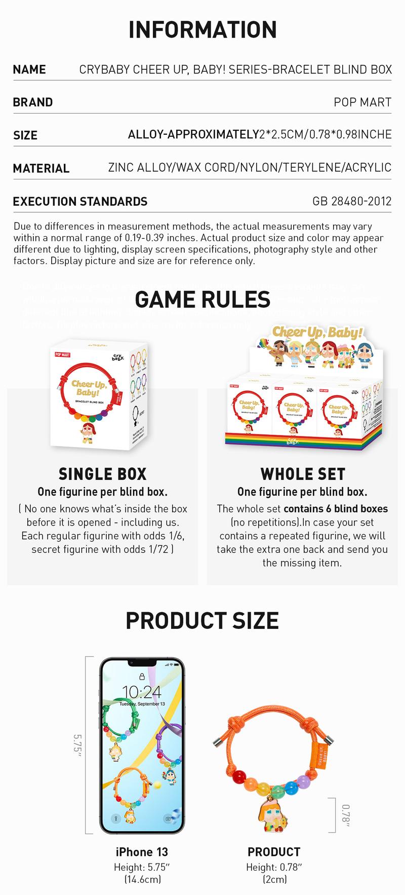 POP MART CRYBABY CHEER UP, BABY! SERIES-Bracelet, Blind Box, Mystery Box