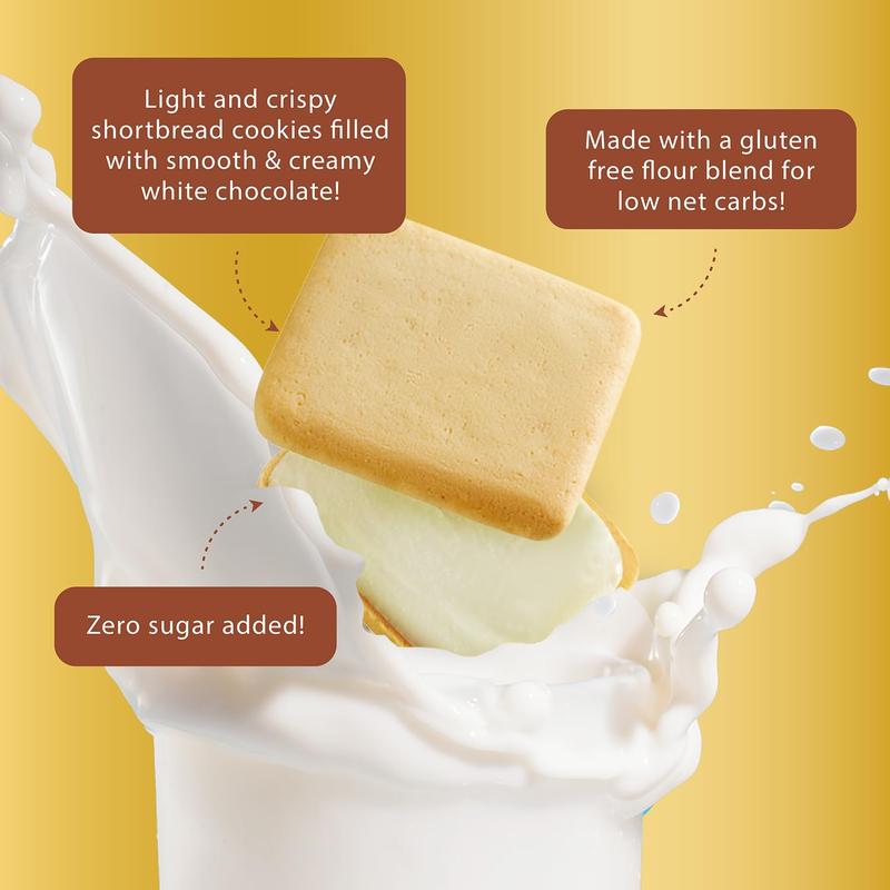 ChocZero Chocolate Cookies, White Chocolate Jolies – Gluten Free, No Added Sugar, 20 Crispy Chocolate Filled Keto Cookies Per Box, 8 Ounce