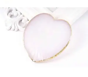 Heart Shaped Resin Nail Art Mixing Palette with Gold Edge White Nail Tool