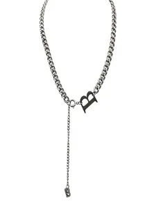 Versatile Letter B Stainless Steel Necklace, Trendy Minimalist Short Collar Chain, Elegant Lockbone Pendant Jewelry for Women