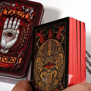 Del Toro Tarot in Tin Metal Box 78 Cards Gilded Edge Guidebook Light Seer's Tarot Deck