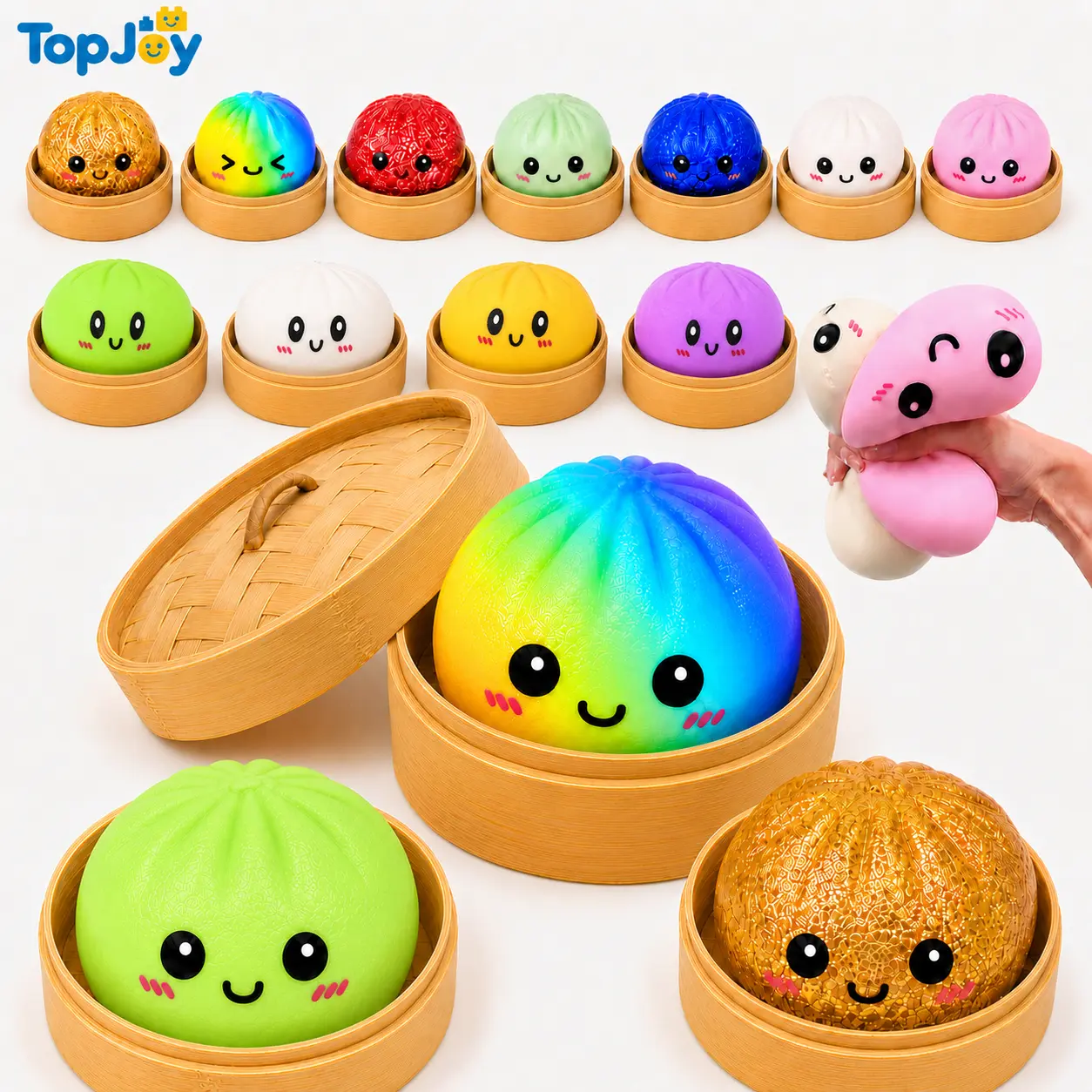 TopJoy Dumpling Squishy Toy, MID-YEAR SALE, Mystery Dumpling Squishy Box, Fidget Sensory Stress Ball for Adults & Teens, Squeeze Stress Relief Toy, Easter Basket Stuffers & Stocking Stuffers