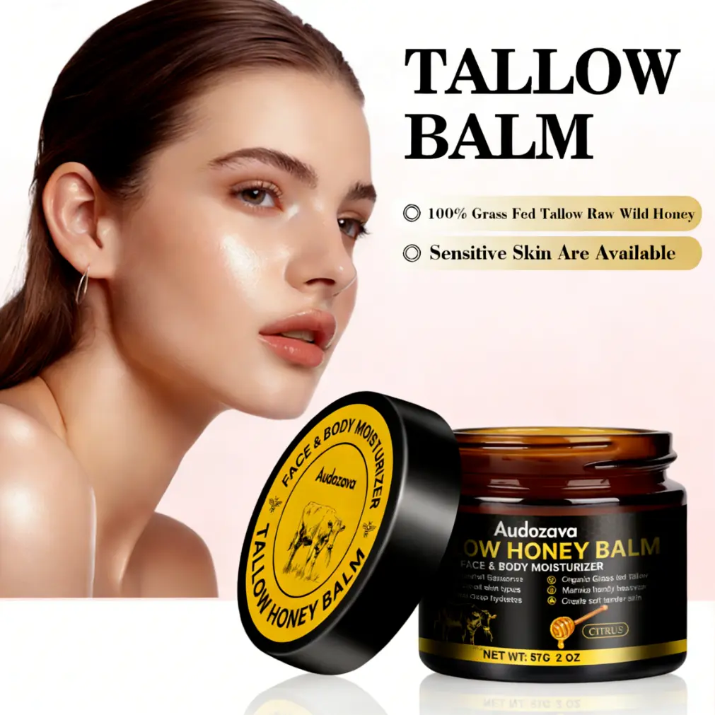 Moisturizing Face Cream with Organic Honey & Beef Tallow to Hydrate & Smooth Dry Skin, Non-Greasy Daily Formula, 24 Months, 2 oz, Brightening