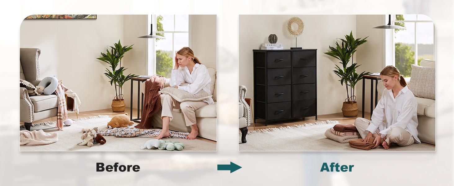 Sweet Furniture F Dresser - Fabric Storage Tower with 8 Drawers, Bedroom Drawer Dresser Organizer, Chest of Drawers with Fabric Bins, Steel Frame and Wood Top for Bedroom, Closet, Entryway Sweet Furniture F Dresser - Fabric Storage Tower with 8 Drawers, Bedroom Drawer Dresser Organizer, Chest of Drawers with Fabric Bins, Steel Frame and Wood Top for Bedroom, Closet, Entryway