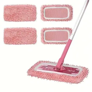 4-piece washable mop pad, perfect for damp cleaning cloths, reusable, made of ultra-fine fiber material, suitable for both dry and wet floor cleaning