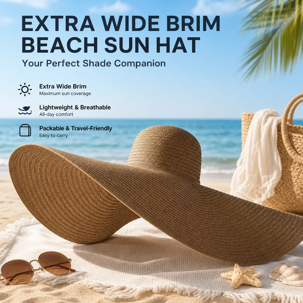 extra wide brim sun hat, foldable beach hat, portable sun hat, wide brim outdoor hat