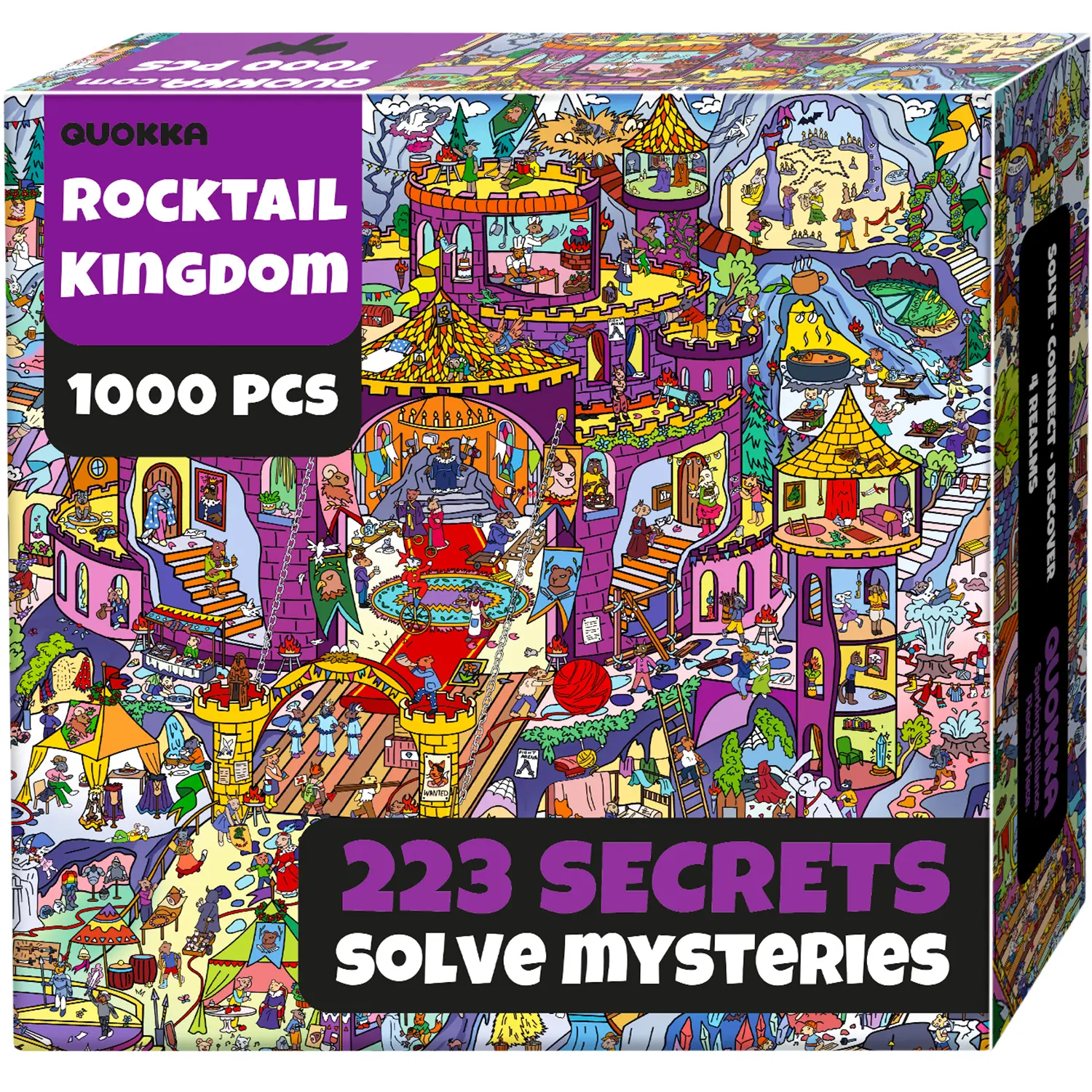 QUOKKA 1000-Piece Expert Adult Jigsaw Puzzle (15+), Rocktail Kingdom Theme Puzzle Book, 223 Hidden Secrets, Engaging Audio Guide, Memory Training, Observation, Mindful Focus, 4-Series Epic Storytelling Mystery Realm Collection