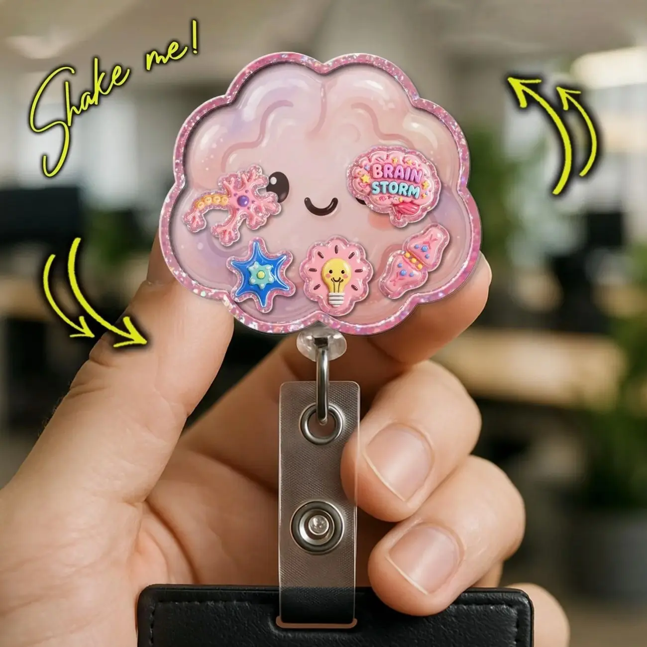 Brain Shaker Badge Reel, Neuro Nurse Badge Holder, Neuroscience Medical ID Clip, Neurology Healthcare Gift 055