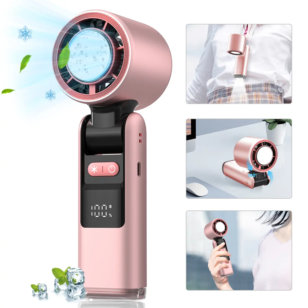 Portable Handheld Turbo Fan - 5 Gear High Speed 4000mAh Rechargeable Mini Personal Hand Fan with Ice Cooling, Summer Travel Essentials,Beach Vacation,Gifts for Women Men,fatherdaygift#dealsforyourday