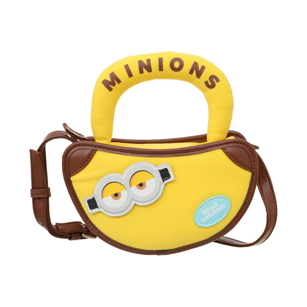 Miniso Minions Banana Shape Crossbody Bag, Cute Cartoon Print Shoulder Bag with Shoulder Strap, Lightweight Mini Purse for Girls' Daily Use Travel, Back To School