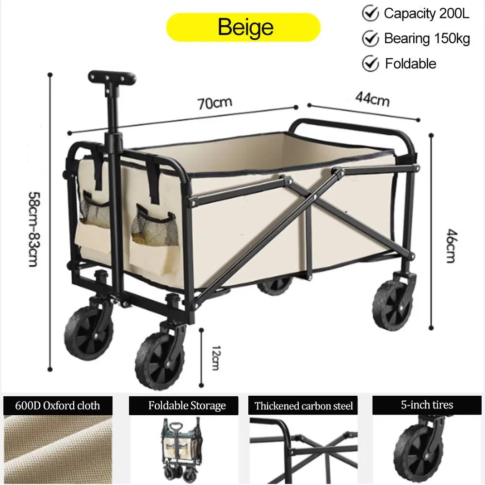 150KG Heavy Foldable Trolley Cart Wagon Garden Camping Tool Storage Wheelbarrow