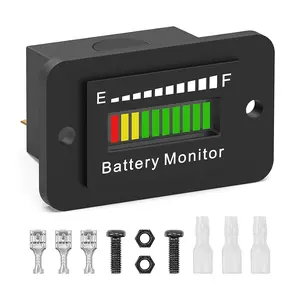 12V 24V 36V 48V 60V 72V Golf Club Cart Battery Monitor Meter for Yamaha EZGO Motorcycle LED Battery Capacity Indicator Meter Waterproof Lead-Acid or Lithium ion Battery Level Indicator Monitor Gauge