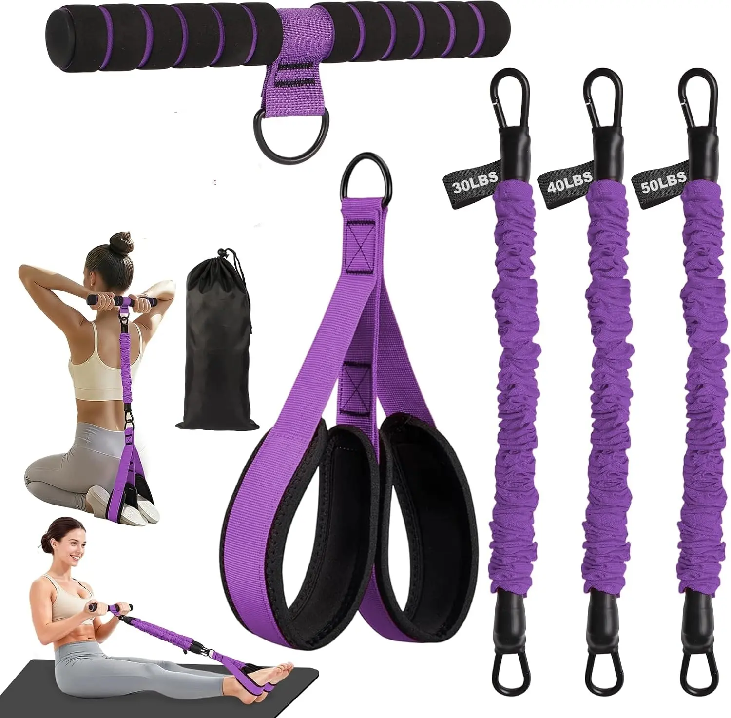 Unisex Multi-Functional Pedal Resistance Band - Upgraded Anti-Slip Grip, Latex Tube, Secure Fit, Compact Pack, Yoga Sit-Up Aid, Home Stretching Recovery Accessory