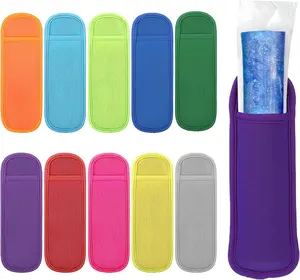 10 Pcs Reusable Neoprene Ice Pop Sleeves, Colorful Kitchen Utensils Set Holder Bag for Frozen Treats, Yogurt Tubes, Ice Cream — Ideal for Birthday Gifting