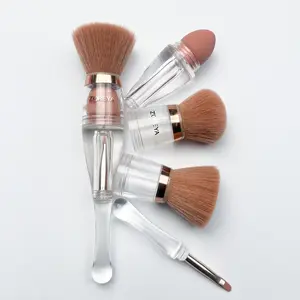 Portable 4-in-1 Detachable Makeup Brush, Multi-function Interchangeable Kit for Complete Face Makeup, Daily Beauty Must-Have all-day free sample products Professional Pink Set