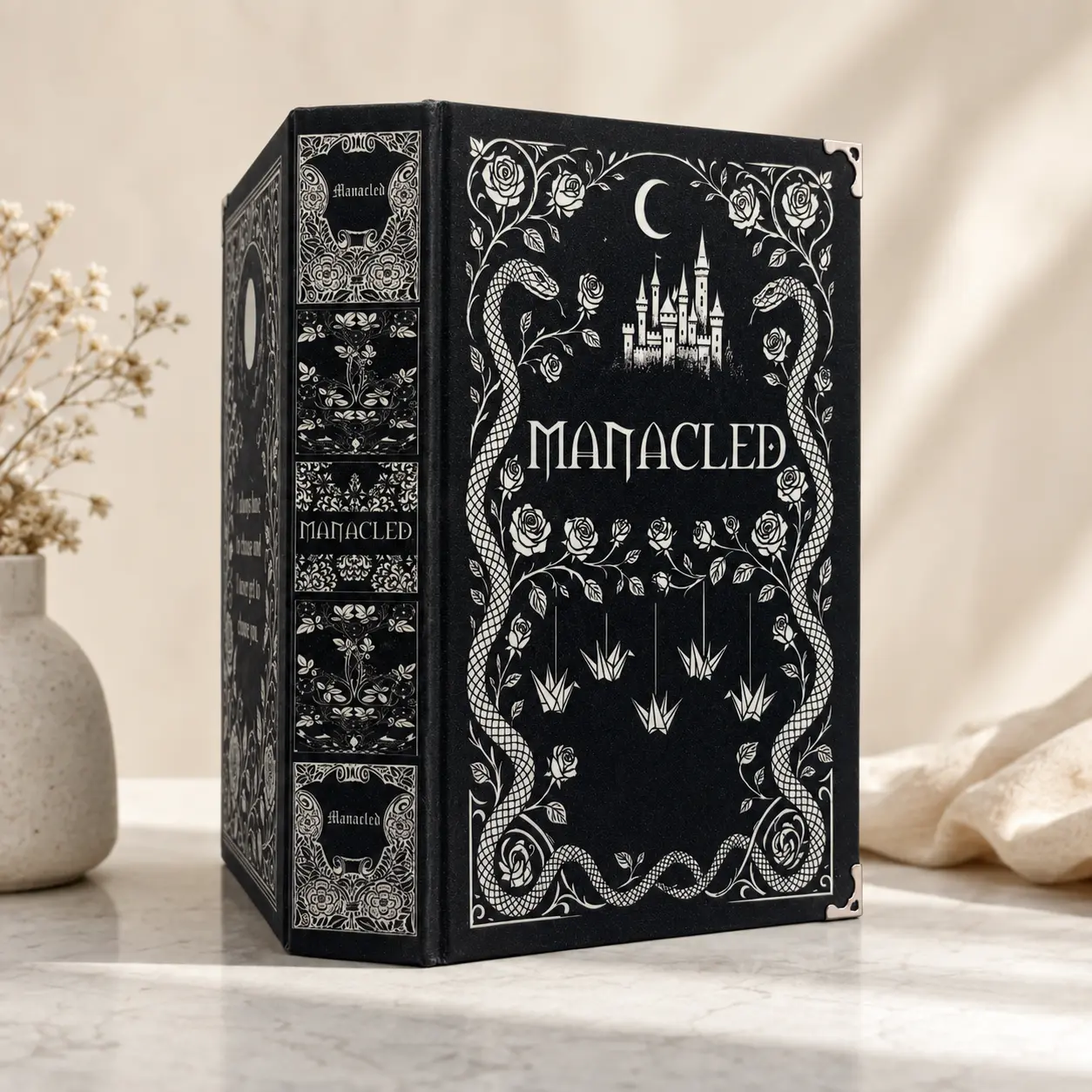 Manacled 3-in-1 Edge Print Hardcover Book, Gold Foil Dramione Fanbinding, Dark Romance Fantasy Gift, MNC Special Edition 3in1 Hardcover Printed Sprayed Edges Dark Fantasy Romance Books Collector Bookshelf Edition