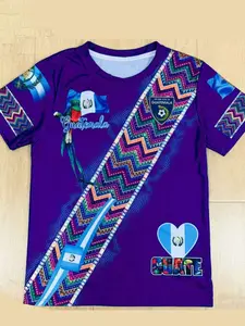 Guatemala Traditional Blue Jersey, Colorful Zigzag Pattern, Flag Elements, Parrot Design, Parrot Motif, Text Identifier, Unisex Sportswear, All Seasons