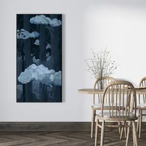 Pictorem C1FC24483F847V 24 x 48 in. Sneaky Clouds - Gray Framed Canvas Wall Art for Home Decor - Stylish Art