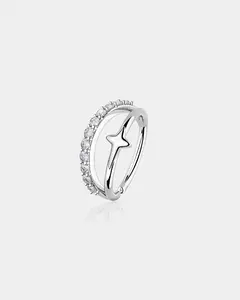 Half CZ Star Double Hoop Nose Ring