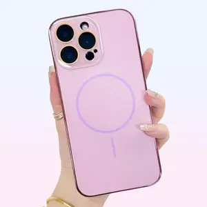 Magnetic Shockproof Matte Case with Built-in Lens Protector Anti-Fingerprint for iPhone 16 Pro Max 15 14 13 12 11 Pro Max Wireless Cover MagSafe Compatible