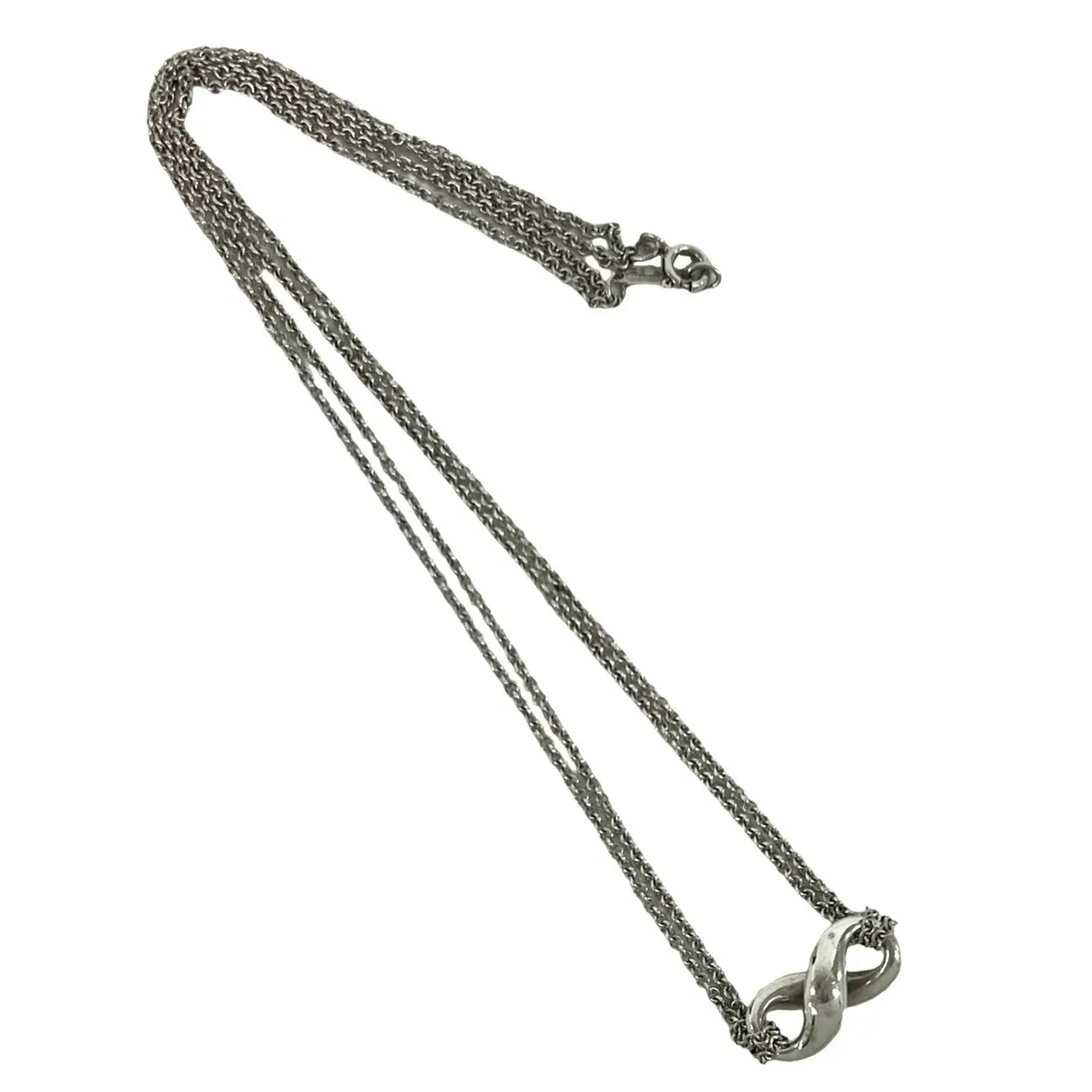 Pre-owned Tiffany & Co. Sterling Silver 925 (Ag925) Small Leather Goods Tiffany&Co. Infinity Silver Necklace