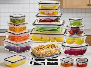 34-piece food storage set with airtight lids, including 17 containers and 17 matching covers. BPA-free plastic, perfect for kitchen organization, fruit storage and daily meal prep. Comes with labels and a marking pen for easy sorting.