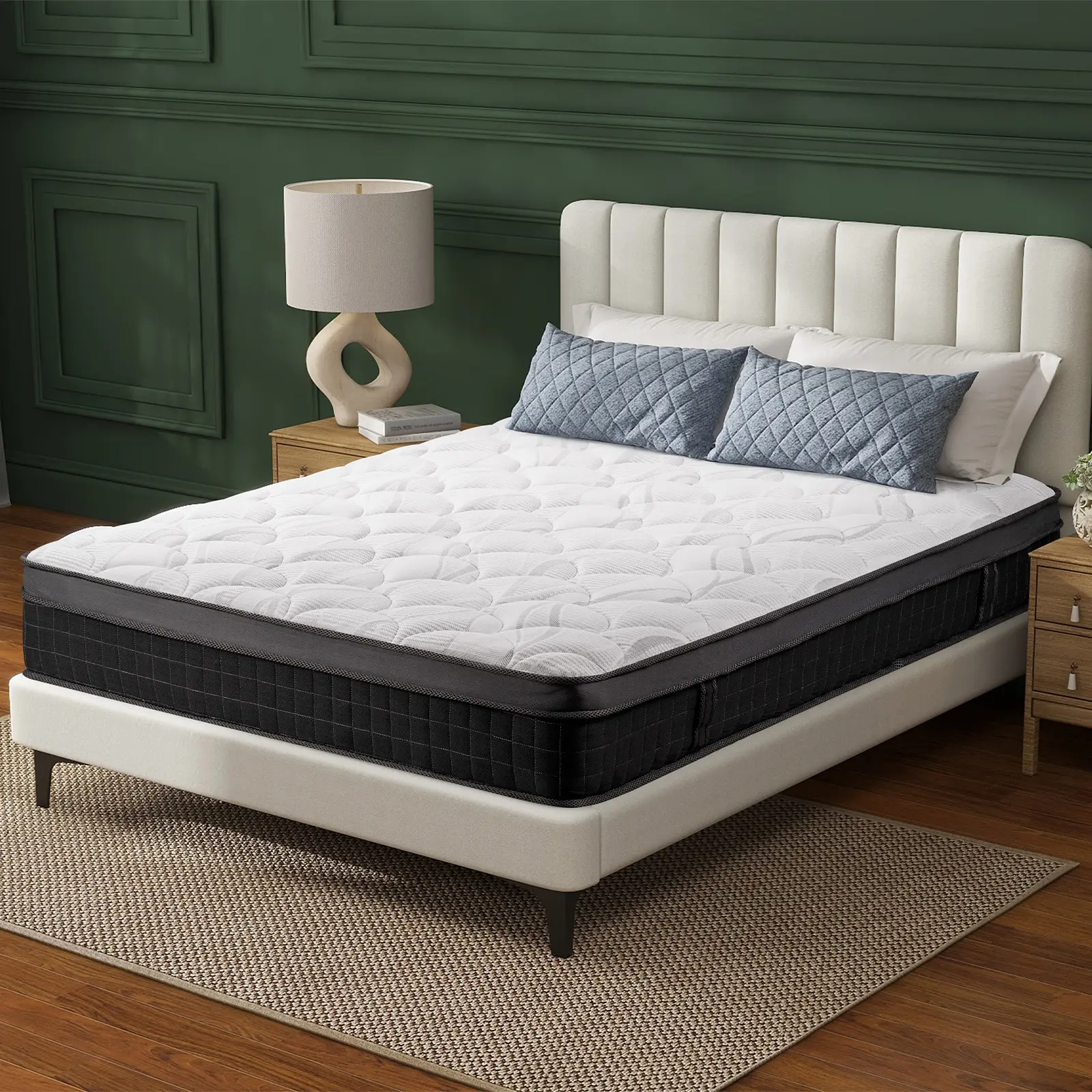 10 Inch Full,Queen,King Compressed Mattress high density gel Memory Foam& independent pocket Spring Coil , Hybrid Mattress outlet Medium Firm,strong edge Lumbar metal Support,Home Rooms Hotels,Ergonomic Mattress, Interior Modern partner, bed in a box tikt