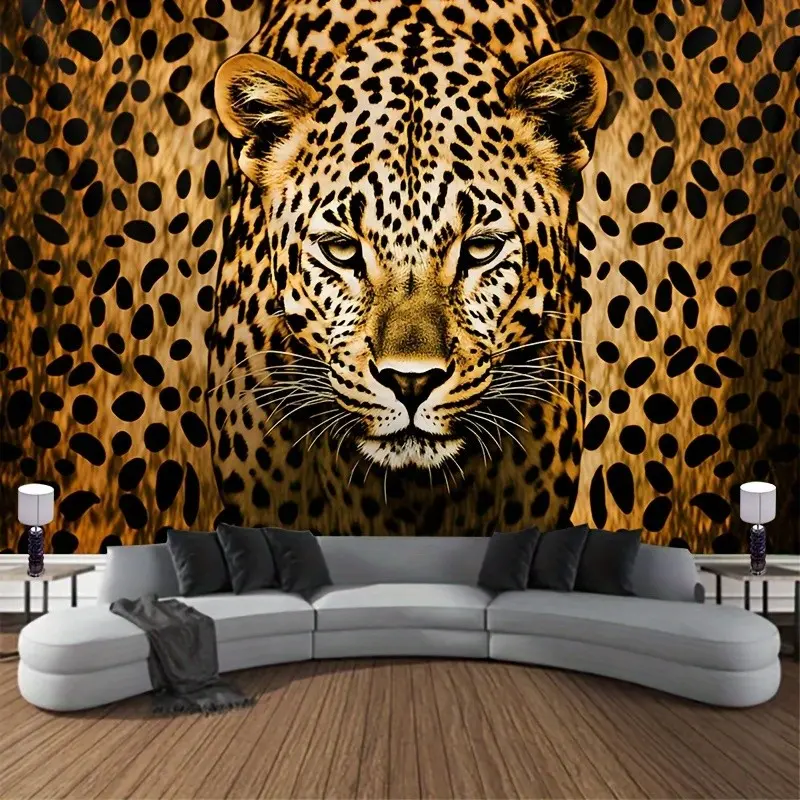 Large Leopard Print Wall Hanging Rug, Animal Theme Design, Perfect for Parties, Birthdays, Weddings, Easy to Peel or Hang