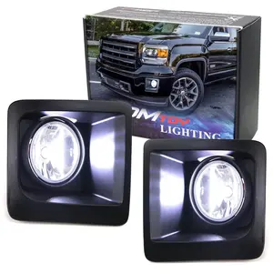 iJDMTOY Clear Lens Fog Light Kit with 13-SMD Xenon White LED Bulbs, Foglamp Bezel Covers, On/Off Switch, Wiring Relay For 2014-2015 GMC Sierra 1500