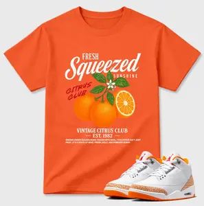 Orange Citrus 3 Sneaker Match Shirt, Orange Citrus 3 Inspired Graphic Tee, Orange White Outfit Shirt, Casual Streetwear Cotton T-Shirt for Unisex