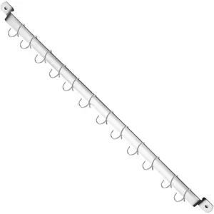 Kitchen Utensil Rack, Kitchen Rack,Rail Rack Organizer for Hanging ,Mug Rack, Spatula Rack, Hanging Pot Rack Utensil Holder, Wall Mounted Gourmet Kitchen Rail with 14 Hooks